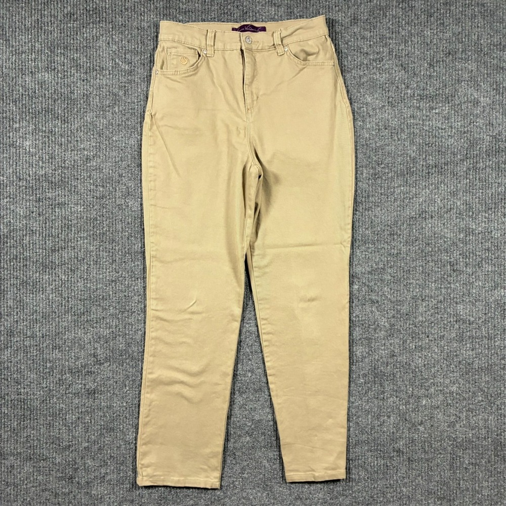 Gloria Vanderbilt Amanda Womens Straight Jeans Size 8 Tan‎ Stretch High Rise